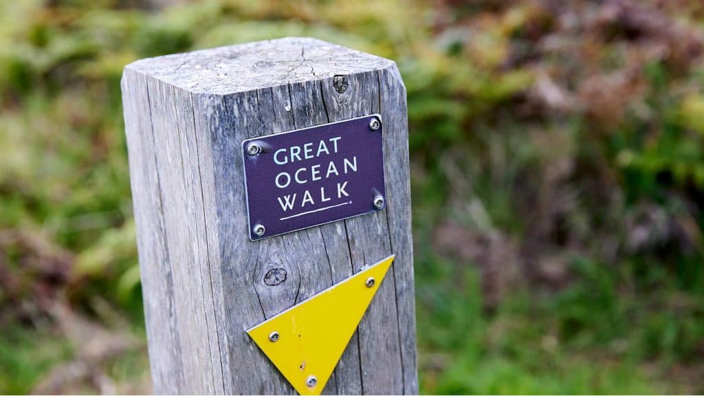 A Great Ocean Walk signpost provided by Parks Victoria