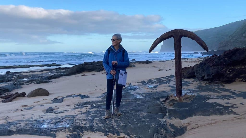 Walk91 hiker at Wreck Beach on the Great Ocean Walk
