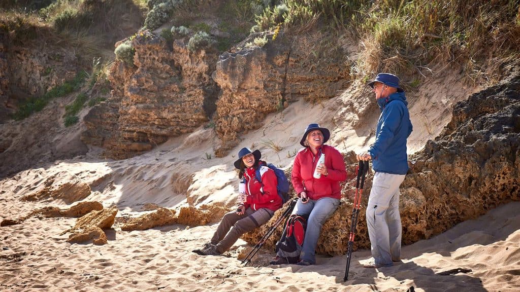 Walk91 hikers drinking on the great Ocean Walk